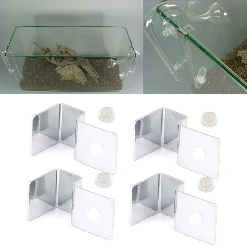 TOPINCN 4Pcs Aquarium Cover Bracket Stainless Steel Fish Glass Cover