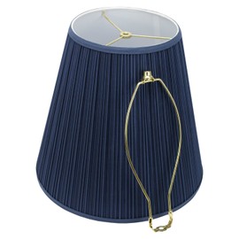 FenchelShades.com Lampshade 9" Top Diameter x 16" Bottom Diameter x 14.25" Slant Height with Washer (Spider) Attachment for Lamps with a Harp (Harp Included) (Pleated Navy Blue)
