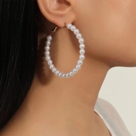 Pearl Hoop Earrings for Women Faux Pearl Earrings Pearl Dangle Earrings for Girls