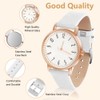 OFFCUP Women's Watch, Women's Analogue Quartz Watch with Leather Strap,