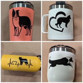 Border Collie - Calcomanías de borde collie de pie, Border Collie Heart, Border Collie Heartbeat, Border Collie Jumping Decals (Pequeño ~3.5 pulgadas, negro)