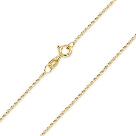Materia 925 Silver Curb Chain, 1 mm – Women's Necklace, Gold-Plated #K69, in 40, 45, 50, 60, 70 cm, Gold-Plated Silver