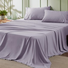 Bedsure California King Sheet Sets - 4 Pieces Soft Cal King Sheets - Breathable & Cooling - Hotel Luxury - Easy Care Polyester Microfiber Bedding for Women, Men, Lavender