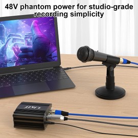 J&D 48V Phantom Power Supply, 1-Channel Design with Adapter, Compatible with Any Condenser Microphones, Ideal for Professional Music Recording and Studio Use, Black