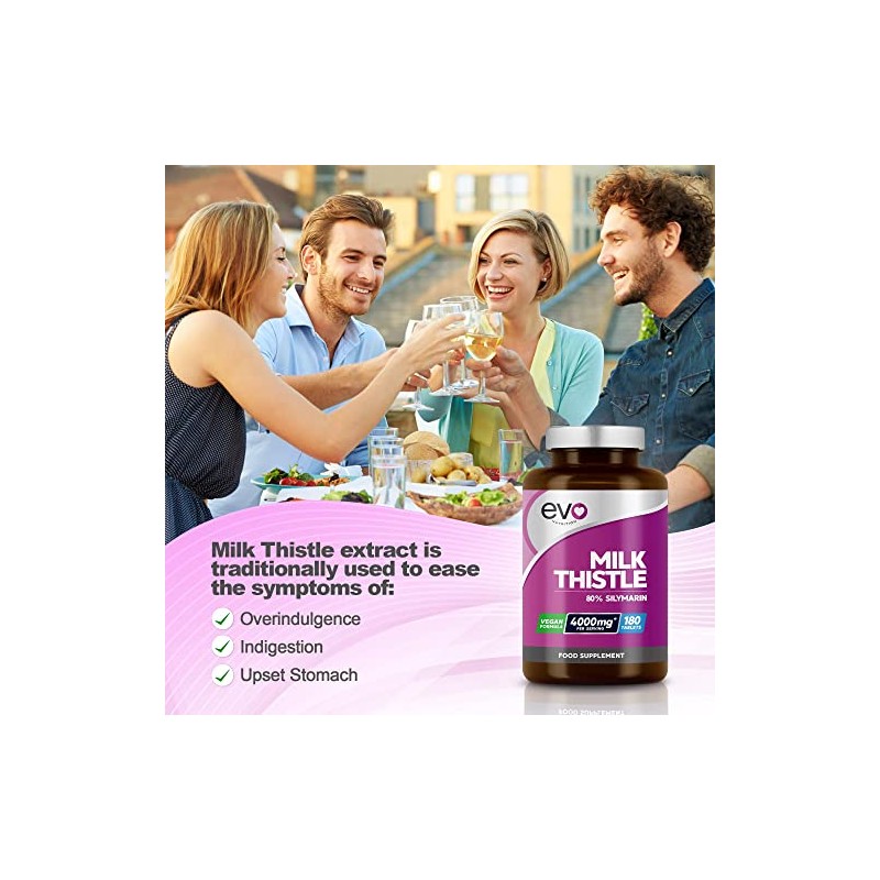 Milk Thistle Tablets - High Strength 4000mg Supplement - 180