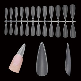 Nail Tips (5) Ultra Short, Long Teardrop Shape, Ultra Thin, 12 Sizes, Set of 480, Non-Sanding, All Paste Nails, Full Coverage, Plain Tip, Clear Tip, Practice, Commercial, Self Gel Nails, Natural Fit,