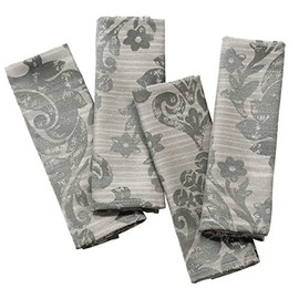 Palazzo Damask Pewter (Grey - Silver) Christmas Pack Of 4 Napkins (20x20in-50x50cm Approx)