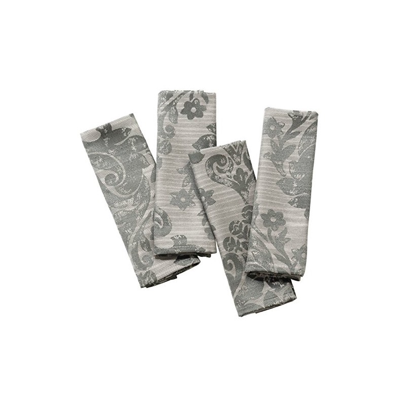 Palazzo Damask Pewter (Grey - Silver) Christmas Pack Of 4