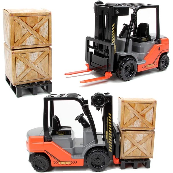 Liberty Imports Friction Fork Lift with Pallet Cargo Warehouse Truck Vehicle Toy Forklift for Kids (1:22 Scale)