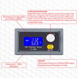 JESSINIE Signal Generator XY-KPWM 1-Channel PWM Generator 1Hz-150kHz Dual Mode PWM Pulse Frequency Square Wave Signal Generator Module LCD Display 3.3-30V 5-30mA Pulse Frequency Generator with Shell
