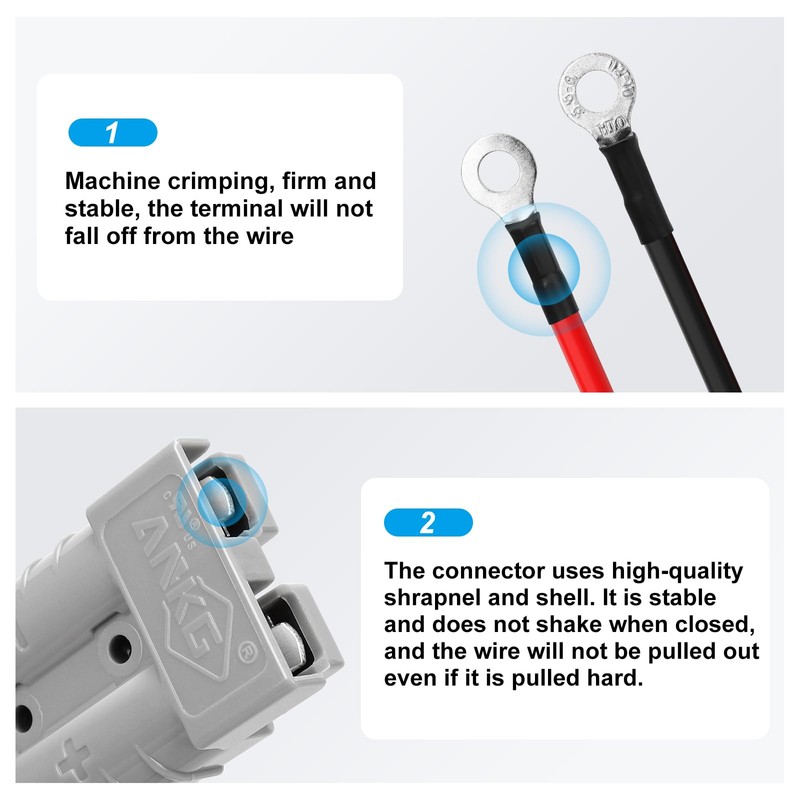 ANKG 50Amp 10Awg Battery Quick Connect Electric Forklift Cable with