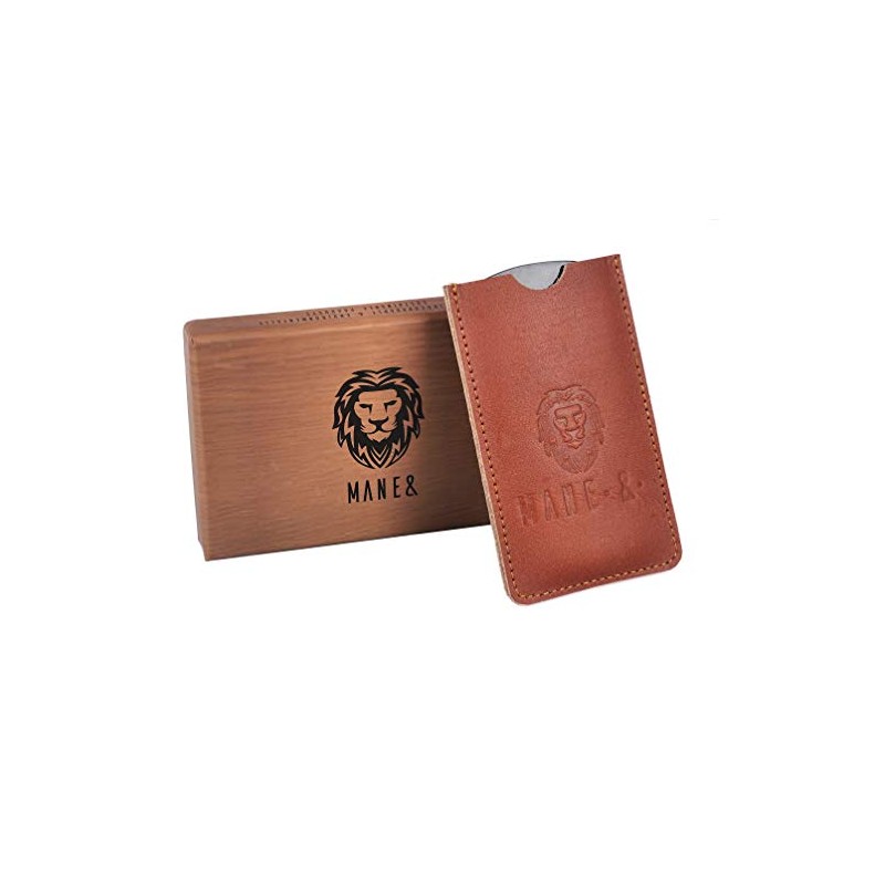 Premium 100% Oxhorn Dual-Action Beard Comb with Genuine Leather Case