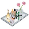 Mirror Crystal Perfume Tray,Crushed Diamond Filled Crystal Glass Vanity Tray,Jewelry