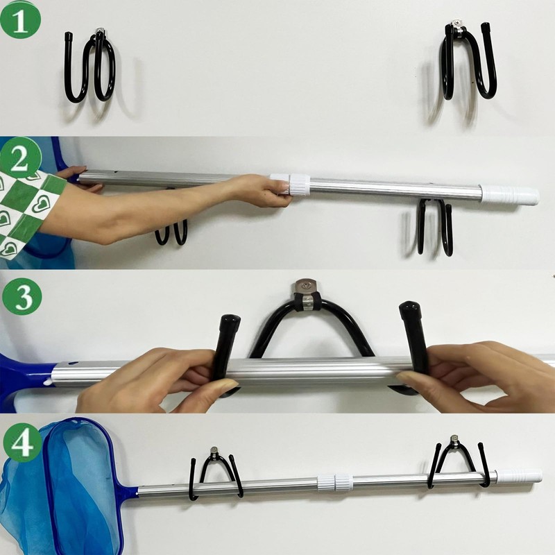 2 Pack Pool Pole Hanger/Hook, Pool Cleaning Tool Holder and