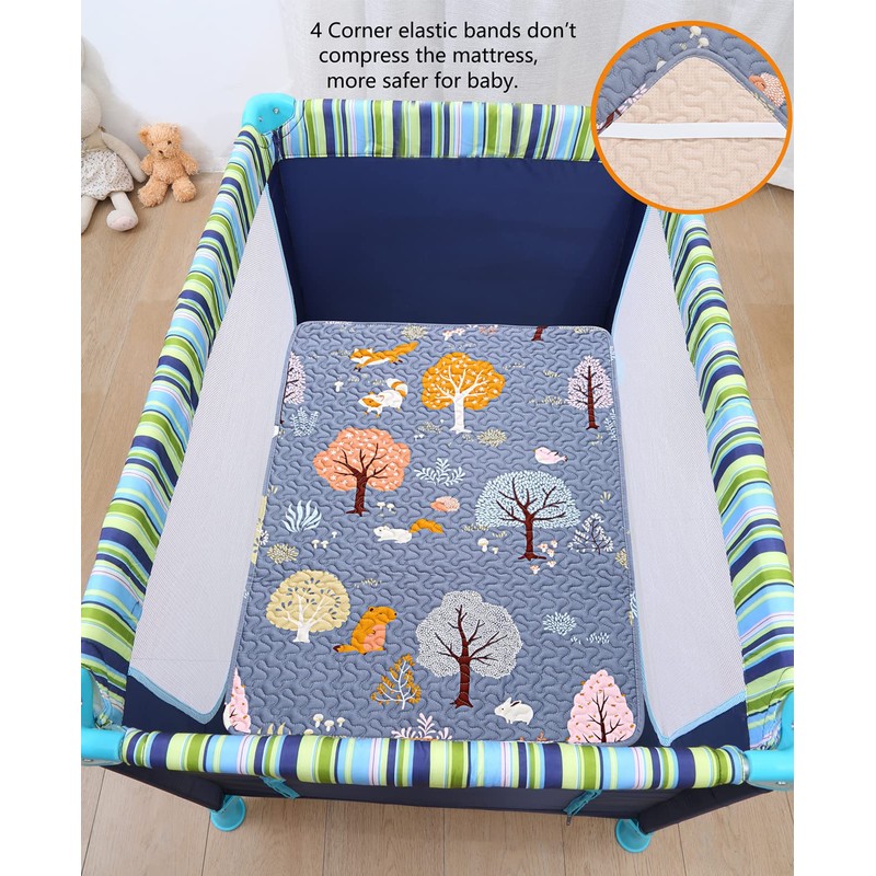 Padded Travel Cot Sheet Fitted 95x65 cm, Breathable Thick Baby