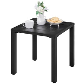 Yaheetech Outdoor Side Table, Small Metal Square Side Table, Easy Maintenance & Weather Resistance, Outside End Table for Patio, Porch, Deck, Pool, Indoor/Outdoor Use, Black