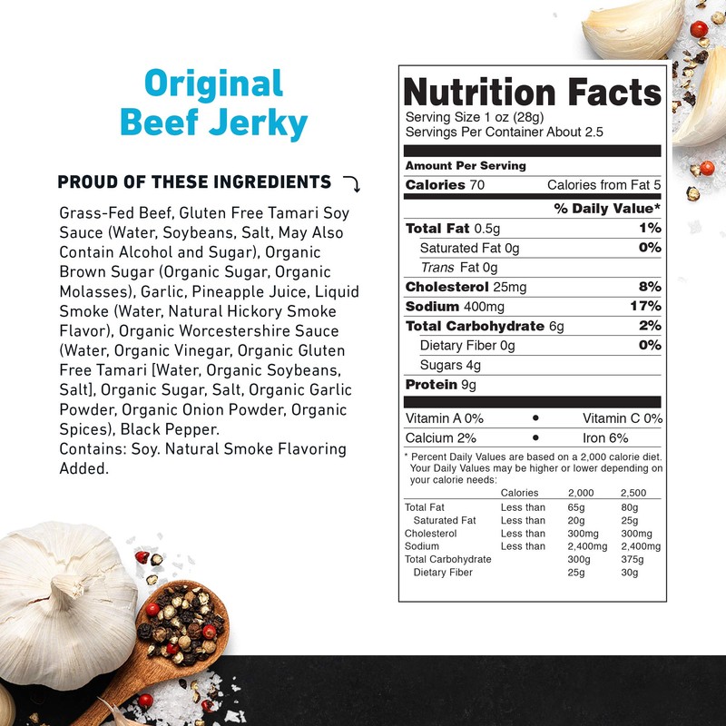 Original Beef Jerky by Country Archer, 100% Grass-Fed, Gluten Free,
