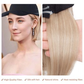 SEGO Baseball Cap with Hair Extensions for Women Heat Resistant Synthetic 6'' Adjustable Short Straight Hairpiece Replacement Wigs in Hat for Girls