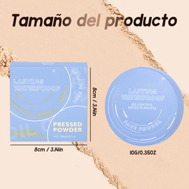 Polvos Compactos Maquillaje, Control de Aceite Mate,Matte Perfection Pressed Powdern,Maquillaje Duradero Con Harina Impermeable,Polvo de Fijación Mate,Para Cosméticos Femeninos Sin Defectos (Natural, 0.35Oz)