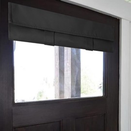 WdFour French Door Curtains with Silky Feel Thermal Insulated Noise Reducing Blackout Curtains for Glass Door Office 25W x 20L Inch Black 1 Panel