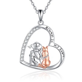 NIFUNAO Dog Necklace for Women 925 Sterling Silver Heart Shaped Necklace Animal Jewelry for Women Dog Lover