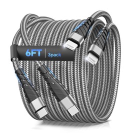 MCINGDAY Phone Charger Cable 6FT,2Pack Lighting Cable Nylon Braided USB Charging Cable High Speed Transfer Cord Compatible with Phone 14/13/12/11 Pro Max/XS MAX/XR/XS/X/8/Pad,Gray