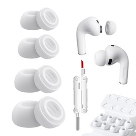 4 Pairs Silicone Eartips for AirPods Pro 3 (3rd Generation 2025), Pro3 Replacement Earbud Ear Tips with Storage Box,Cleaning Kit, Silicone Ear Tips for AirPods Pro3-White