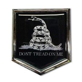Dont Tread ON ME Chrome Emblem Proud Metallic Flag Car 3D Domed Sticker 2"x 2.25"
