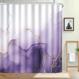 VentuCoven Marble Shower Curtain Purple Marble Shower Curtain for Room Decor Modern Shower Curtain for Bathroom Decor with Hooks 72x72 in