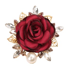 Elegant Rose Flower Pearl Brooch Pin for Women Girls Vintage Floral Hairpin Headpieces Brooch Clothing Bag Scarf Decoration Shawl Pins Jewerly-A