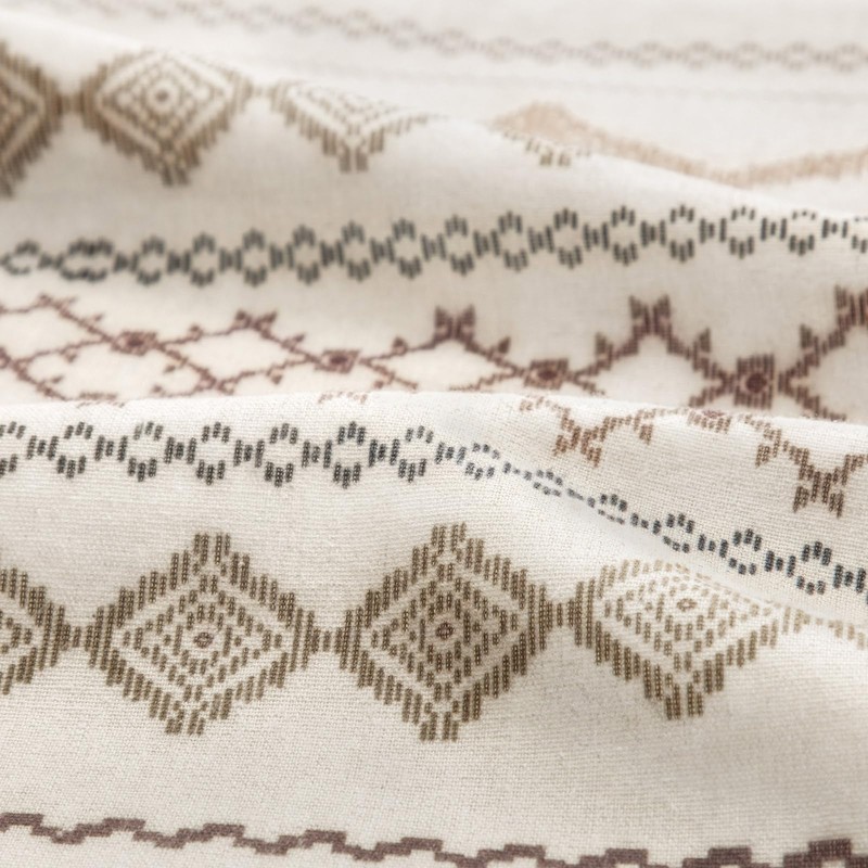 Boho Linen Shower Curtain for Bathroom with Striped Print,72" W