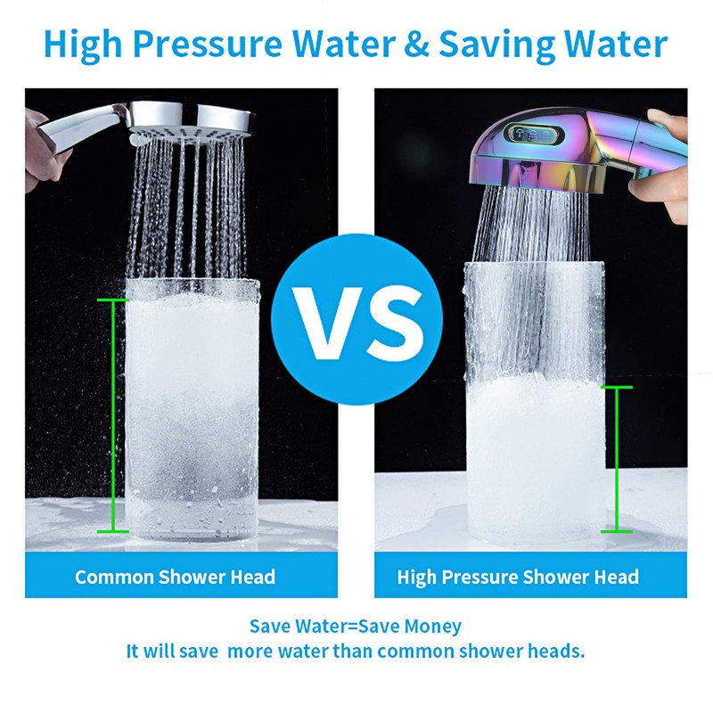 KAIYING Drill-Free High Pressure Handheld Shower Head with ON/OFF Switch,