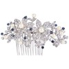 EVER FAITH Silver-Tone Austrian Crystal Cream Simulated Pearl Graceful Redbud