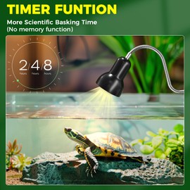DoRight Reptile Heat Lamp with Clamp, Reptile Clip Clamp Fixture with 360° Rotatable Hose Timing & Dimming Reptile Light, 100W Turtle Light with Clamp for Reptiles (Not Include Bulbs)