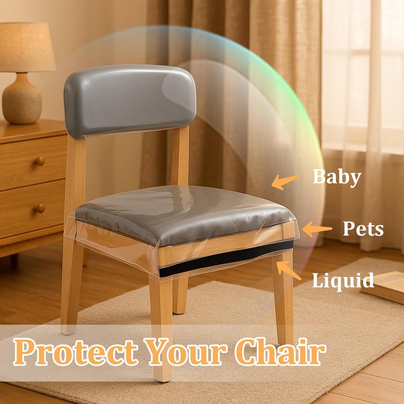 JJUNW 6 Pack Plastic Chair Covers, Stain Water and Kitty