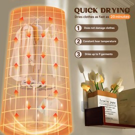 Portable Clothes Dryer Upgraded to Quickly Dry A Large Number of Clothes and Shoes. Travel Mini 900w Dryer Machine, Compact Dryer for Family, Apartment, RV and Travel