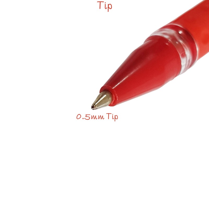 Gripper Ballpoint Pens, RED, Fine Point (0.5mm), Pack of 10,