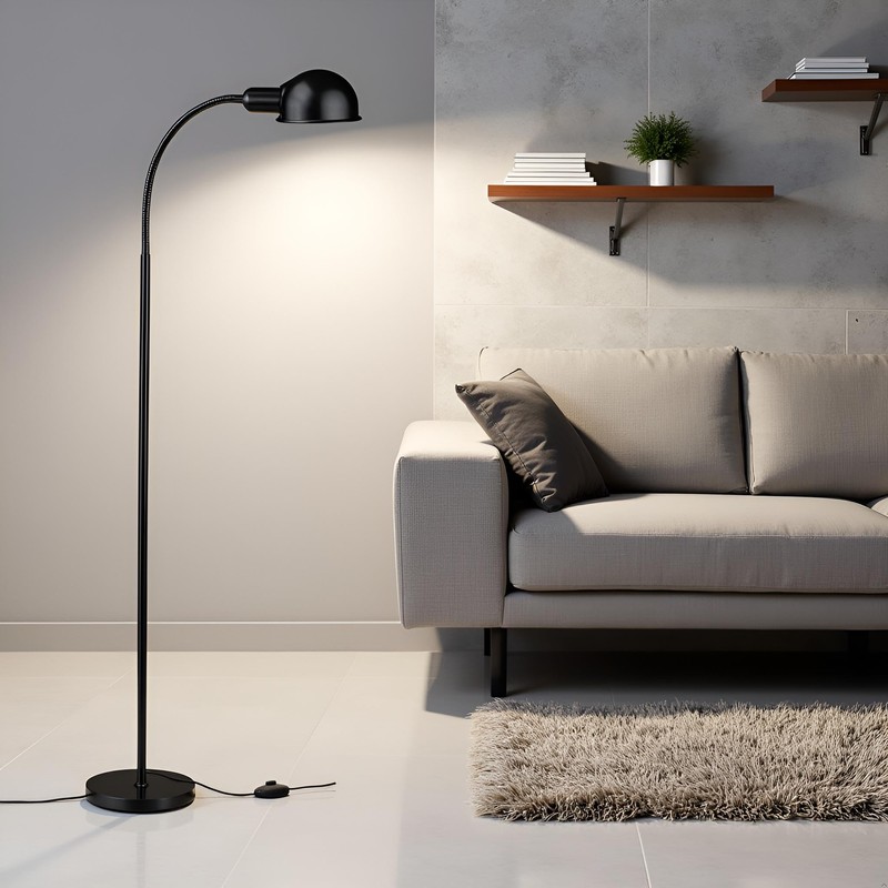 MHYFYH Adjustable LED Floor Lamp with Flexible Gooseneck, Rotatable Shade,
