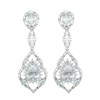 QUKE Silver Tone CZ Austrian Crystal Water Drop Bridal Wedding