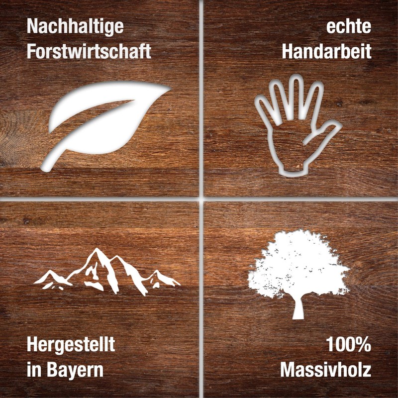 WOODS Square Wooden Coat Hooks, Handmade in Bavaria, Individually or