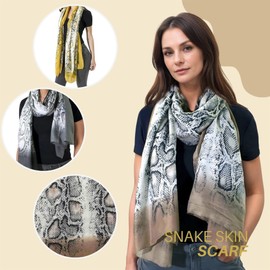 Basic Sense Large Ombre Snakeskin Print Scarf, Soft Lightweight Women’s Oversized Wrap Shawl, Blue