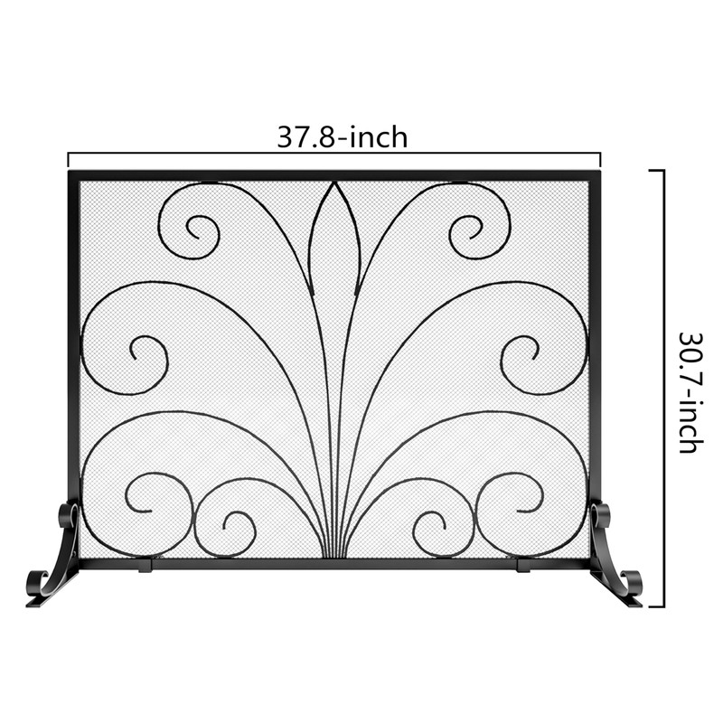 Fire Beauty Fireplace Screen,Handcrafted Wrought Iron,Flat Guard Metal Furnace Fireguards