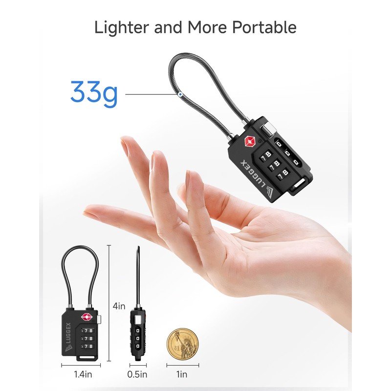 LUGGEX TSA Locks for Luggage, Suitcase Locks TSA Approved, Luggage