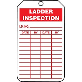 Accuform TRS248PTM RP-Plastic Inspection & Status Record Tag, Legend "Ladder Inspection", 5.75" Length x 3.25" Width x 0.015" Thickness, Red on White (Pack of 5)