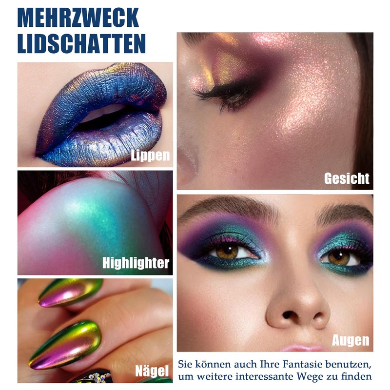 Liquid Chameleon Eyeshadow, Metallic Changing Liquid Eyeshadow, Long-Lasting & Waterproof