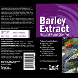 CrystalClear Barley Extract Water Garden & Fountain Clarifier, Natural Liquid Concentrate to Treat Cloudy Ponds, Koi Fish, Plant & Pet Safe, 1 Gallon