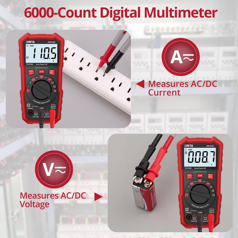 BINTA 6000 Counts Digital Multimeter with DC AC Voltmeter and
