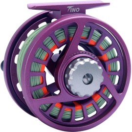 Maxcatch TINO Fly Fishing Reel, Large Arbor Trout Fly Reel: 3/4,5/6,7/8 Weight (Reel with Line Pre-loaded (Purple), 3/4wt)