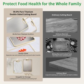 Titanium Cutting Board, Food Grade Cutting Board for Kitchen, Double Sided for Chopping Meat/Vegetables, Pure Titanium/PP, Easy to Clean, 16.5”×11.8”