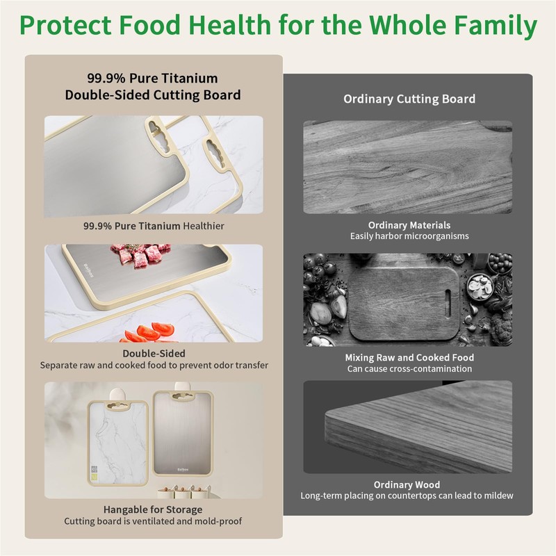 Titanium Cutting Board, Food Grade Cutting Board for Kitchen, Double